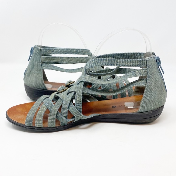Urban Outfitters | Cooperative | Distressed Denim Strappy Sandal Size 8 - Picture 8 of 10
